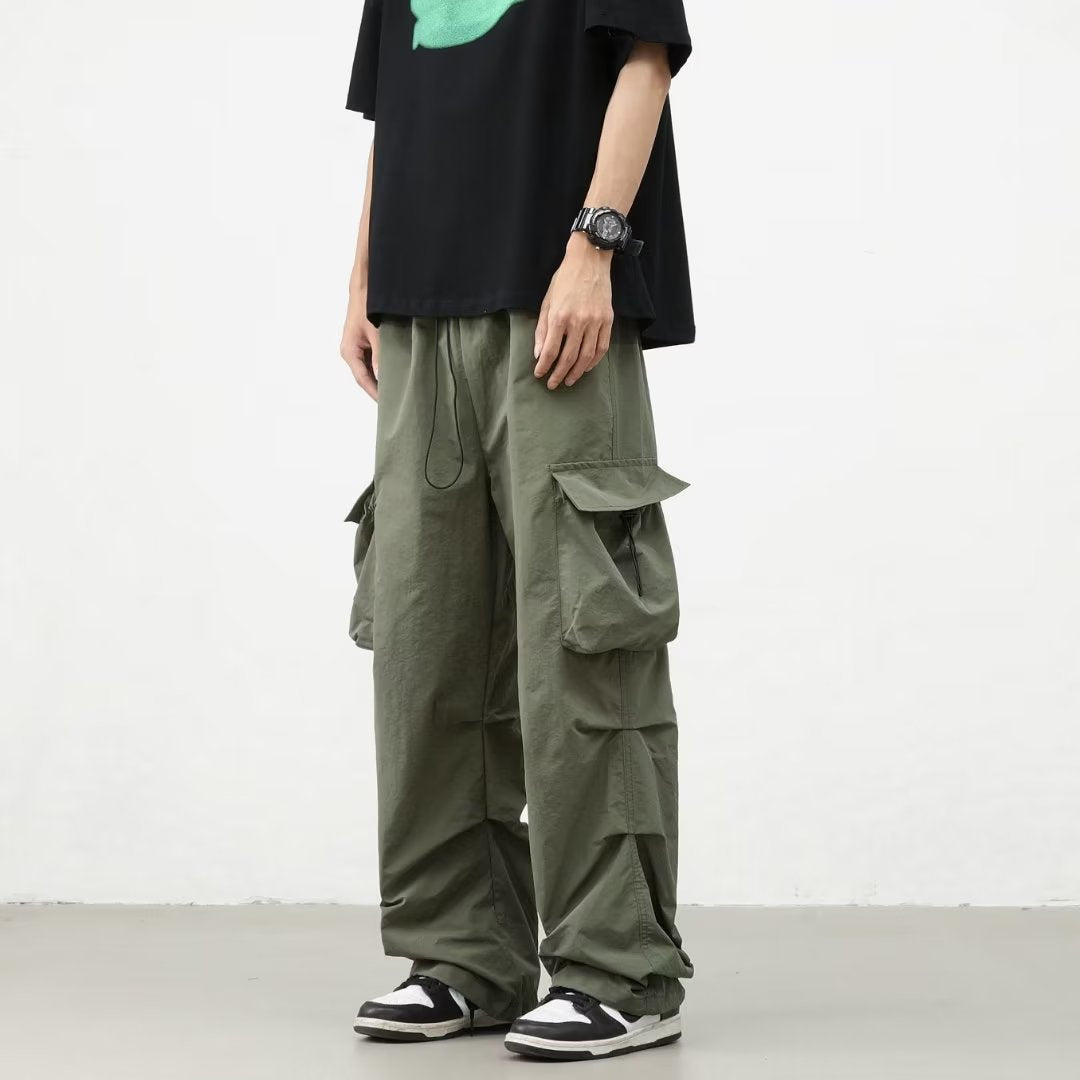 Cargo Pants Men Streetwear Hip Hop Pants Elastic Waist Harem Ankle length Trousers Black Harajuku Casual Pocket Women Pants